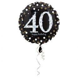 Balon foliowy czarny na 40 urodziny 45 cm